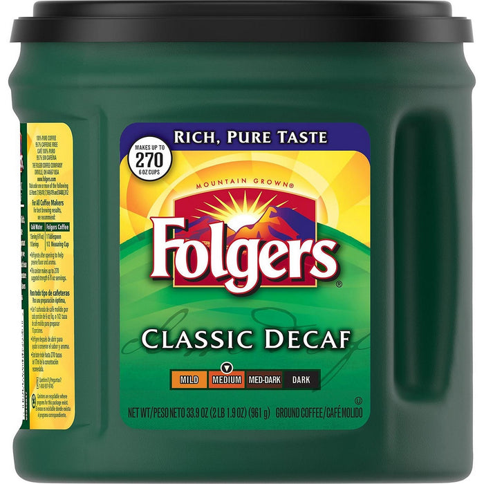 Folgers Decaffeinated Classic Roast Coffee, Medium, 33.9 oz