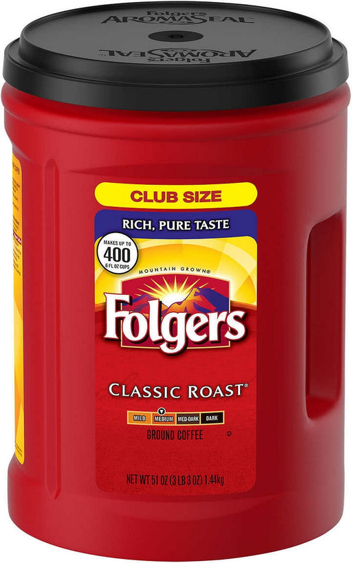 Folders Classic Roast Ground Coffee, Medium, Club Size, 51 oz
