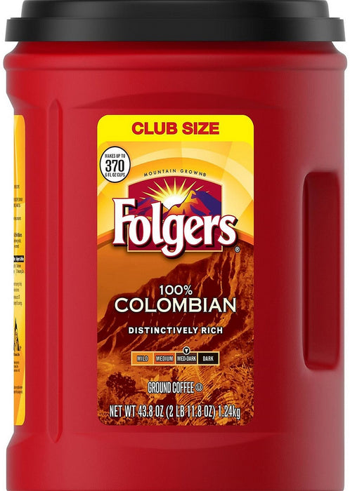 Folgers 100% Colombian Ground Coffe, 43.8 oz