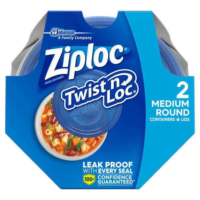 Ziploc Twist 'n Loc Food Container, 2 x 32 oz