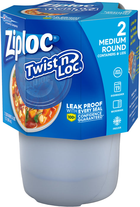 Ziploc Twist 'n Loc Food Container, 2 x 32 oz