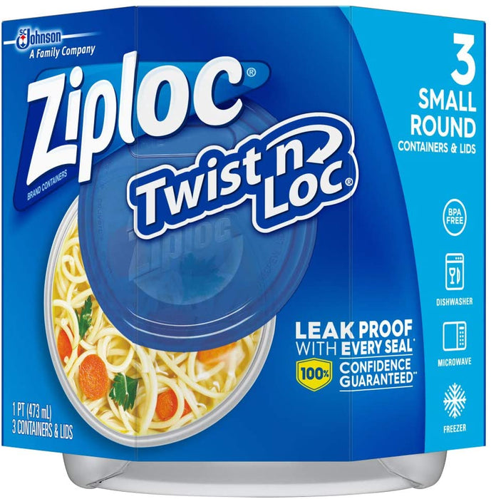 Ziploc Twist 'n Loc Food Storage Container Yogurt Fruit Vegetable Sealed 2  Pcs.