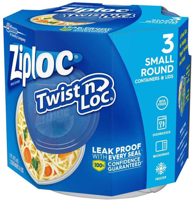 Ziploc Twist N Lock Containers & 3 Lids , 16 oz