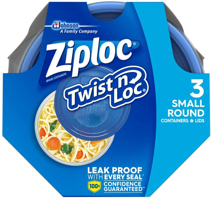 Ziploc Twist N Lock Containers & 3 Lids , 16 oz