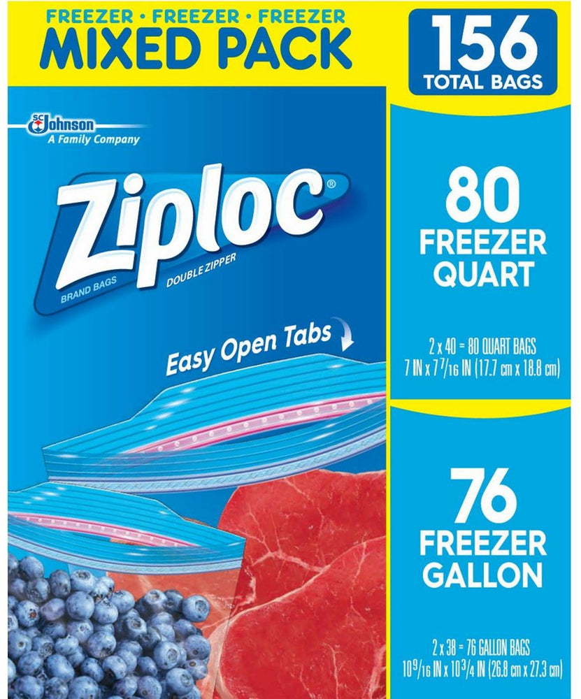 Ziploc Double Zipper Freezer Bags Mixed Pack, 156 ct