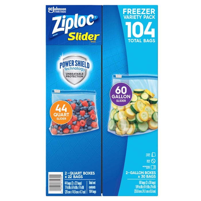 Ziploc Freezer Bags Variety Pack, 104 ct