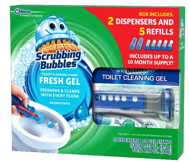 Johnson Scubbing Bubbles Toilet Cleaning Stamp & Dispenser, Fresh Citrus, 30 ct