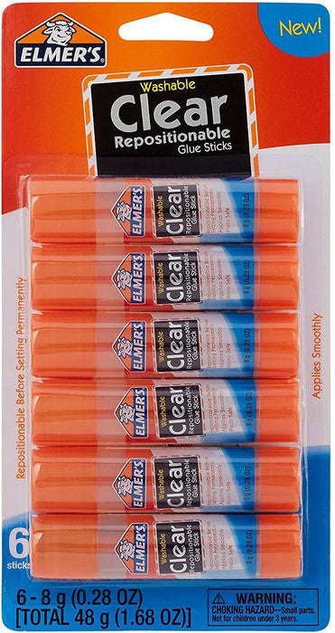 Elmer's Clear Glue Stick Value Pack, 6 x 8 gr