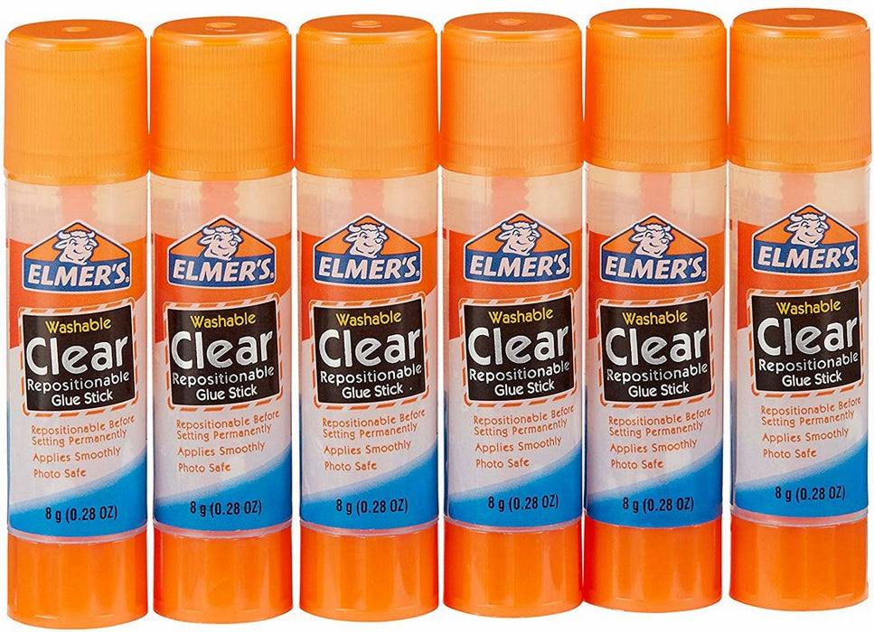 Elmer's Clear Glue Stick Value Pack, 6 x 8 gr