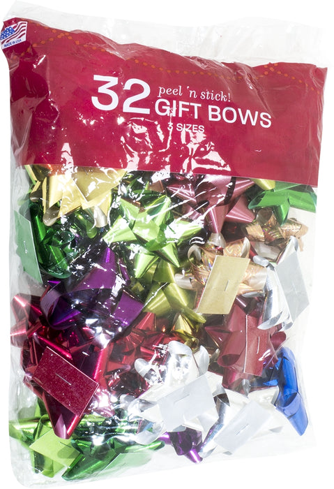 Berwick Peel 'n Stick Gift Bows, Assorted, 32 pcs
