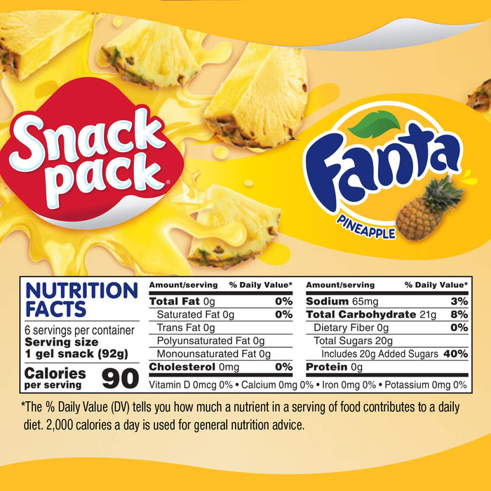 Snack Pack Fanta Pineapple Gel Cups , 6 ct