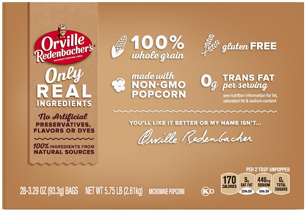 Orville Naturals Simply Salted Popcorn, Value Pack, 28 x 3.29 oz