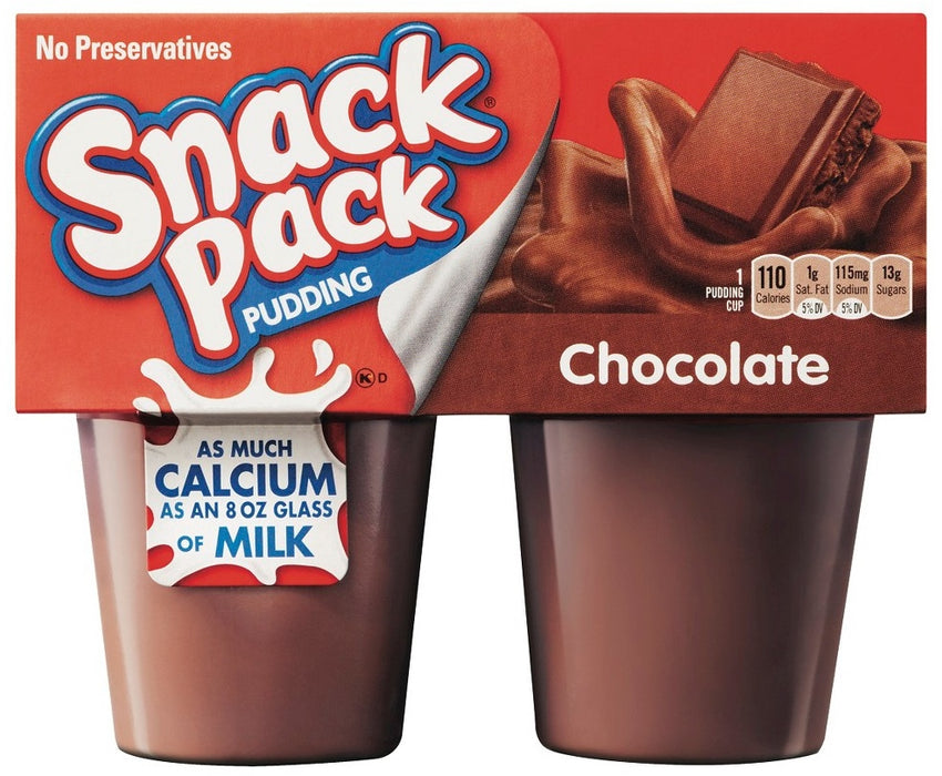 Snack Pack Chocolate Pudding, 4 x 92 gr