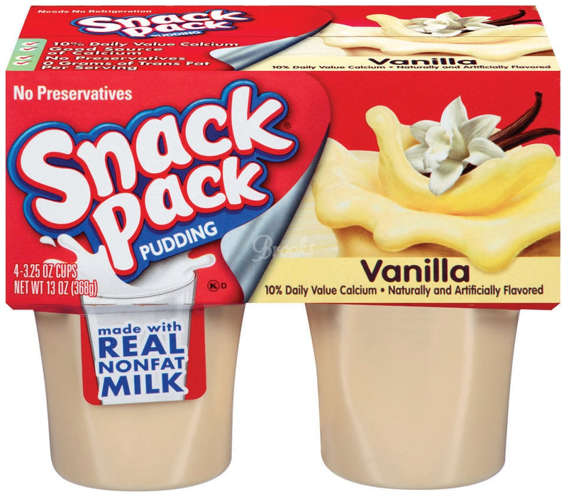 Snack Pack Vanilla Pudding, 4 x 92 gr