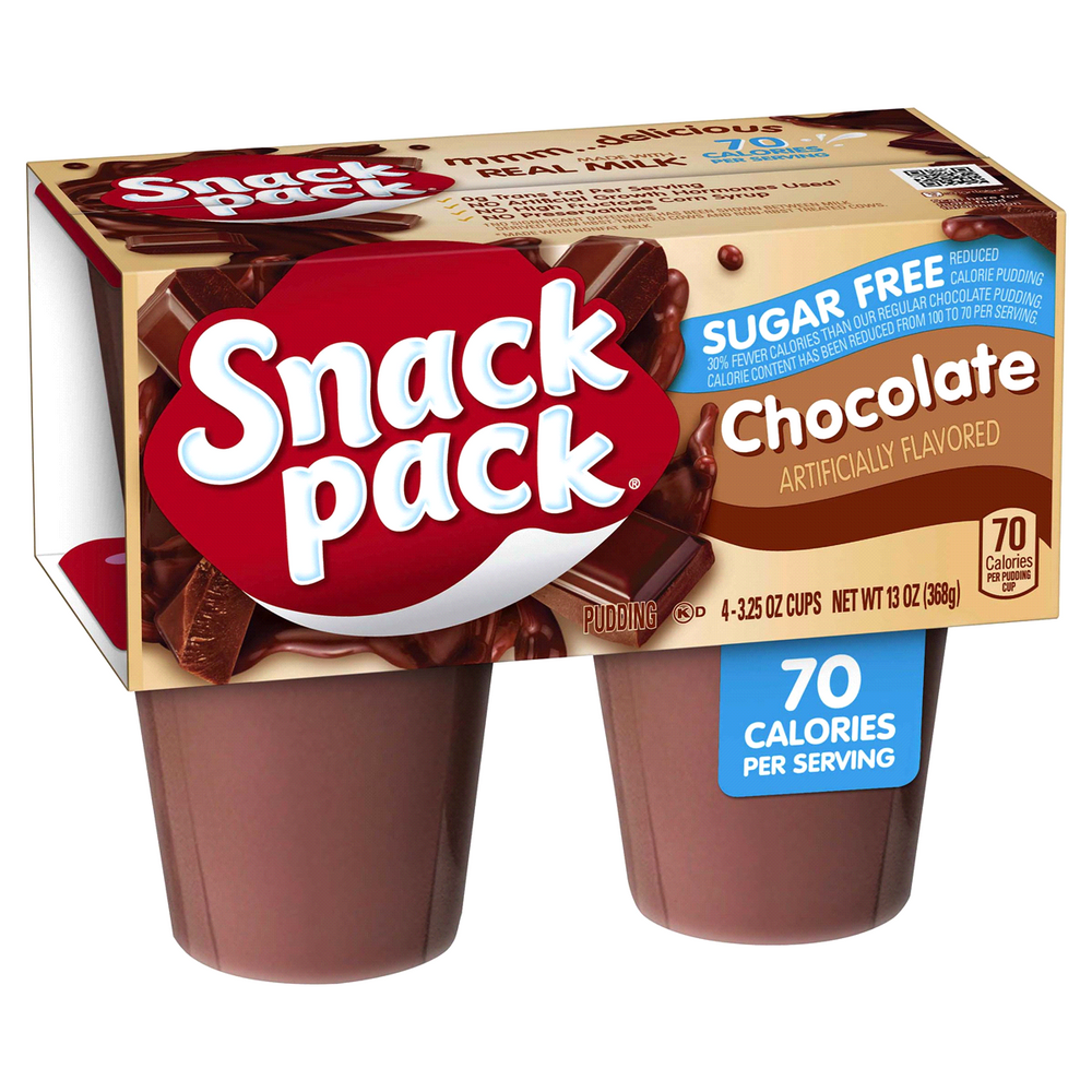 Snack Pack Sugar Free Chocolate Pudding, 4-Pack, 4 x 3.25 oz