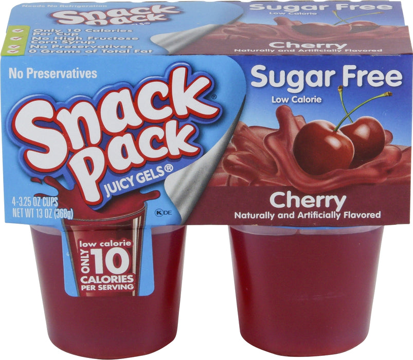 Snack Pack Cherry Juicy Gels, Sugar-Free, 4 x 92 gr