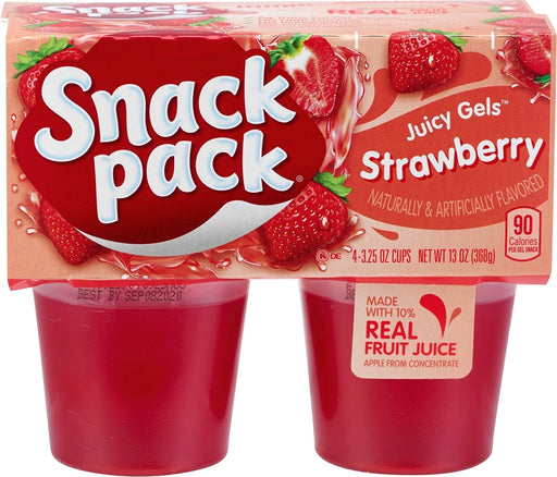 Snack Pack Juicy Gels, Strawberry, 4-pack, 4 x 92 gr