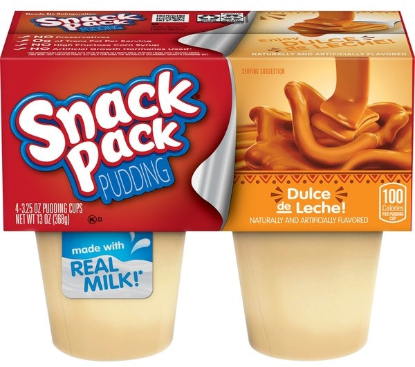 Snack Pack Dulce de Leche Pudding, 4 x 92 gr