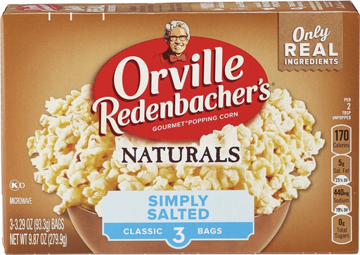 Orville Redenbachers Naturals Microwave Popcorn, Simply Salted, 3 ct