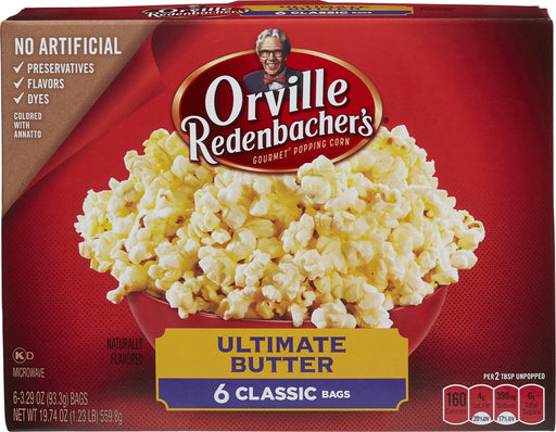 Orville Redenbacher's Microwave Popcorn, Ultimate Butter, 6 ct