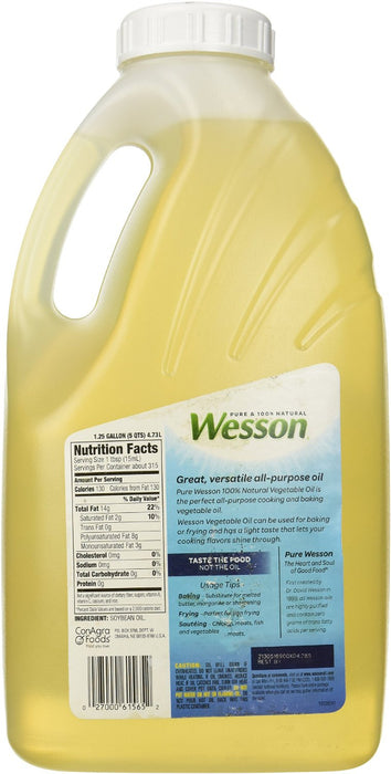 Pure Wesson 100% Natural Vegetable Oil, 1.25 gal