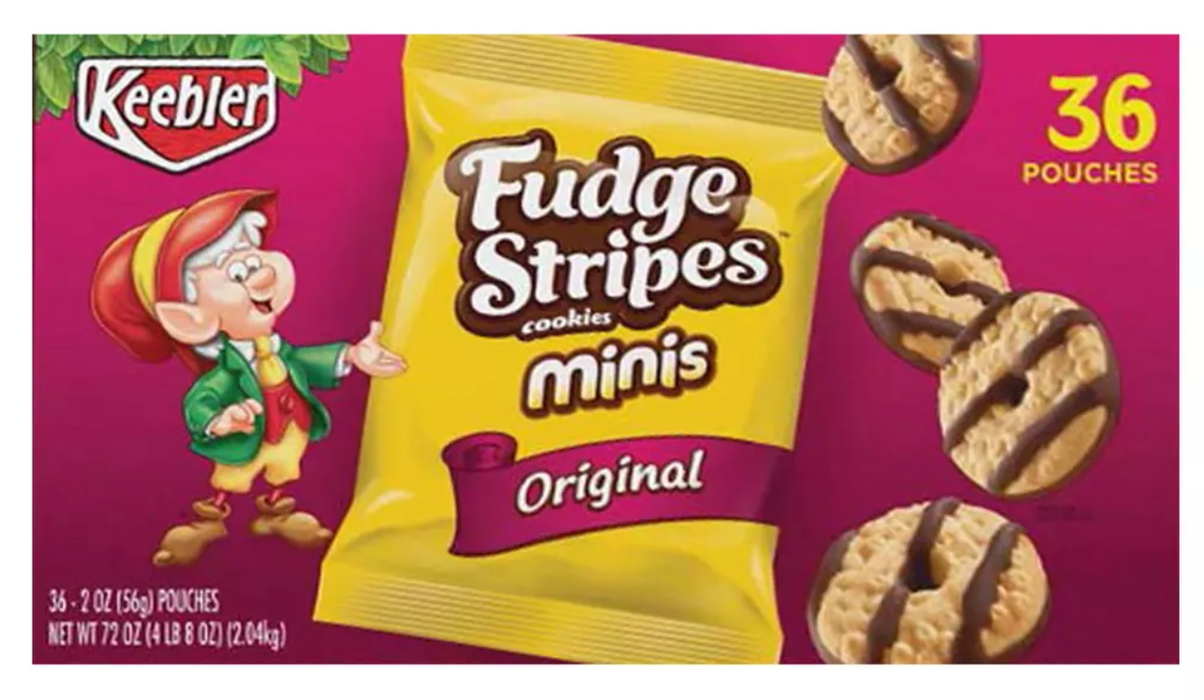 Keebler Fudge Stripes Mini Cookies, 36 x 2 oz