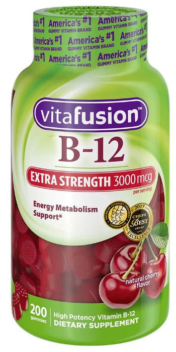 Vitafusion Extra-Strength B12 Chewable Gummies, Natural Cherry Flavor, 200 ct