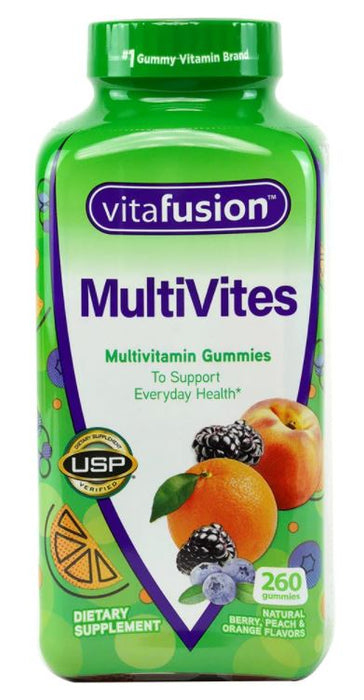 Vitafusion MultiVites Chewable Multivitamin Gummies, Natural Berry, Peach & Orange Flavors, 260 ct