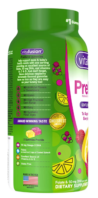 VitaFusion PreNatal DHA, Folate & Multivitamin Gummy , 180 ct