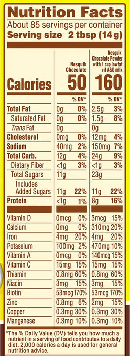 Nestle Nesquik Chocolate Flavored Powder Mix, 2.61 lbs