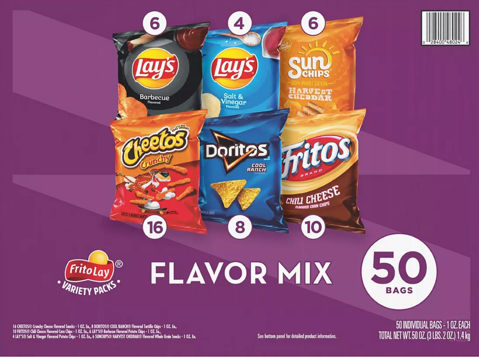 Frito-Lay Flavor Potato Chips Mix, Variety Pack , 50 ct