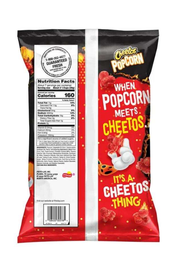 Cheetos Flamin' Hot Popcorn Flavored Snacks , 6.5 oz —