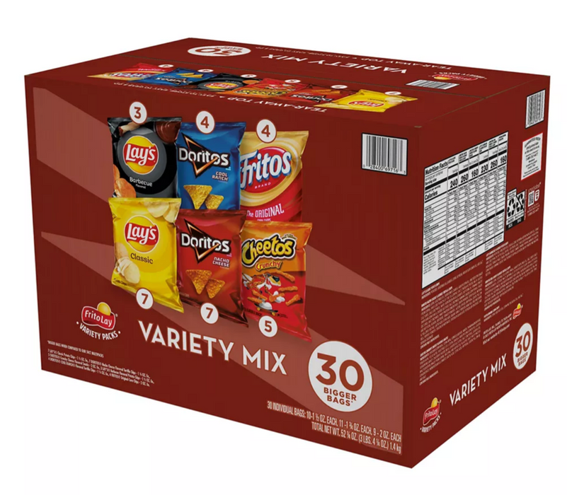 Frito-Lay Variety Mix Chips, Variety Pack , 30 ct