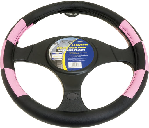 Goodyear Pink Steering Wheel Cover, Black & Baby Pink, 