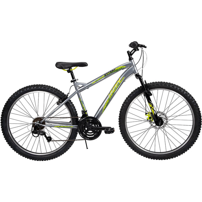 Huffy Extent 18-Speed Mountain Bike, Gray/Neon, 26 in —