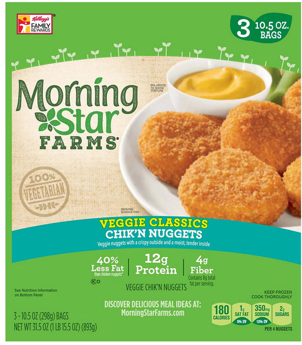 Morning Star Farms Veggie Classics Chik'n Nuggets, 3 x 10.5 oz