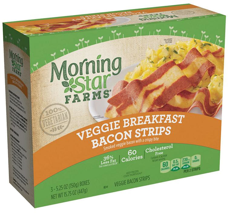 Morning Star Farms Veggie Breakfast Bacon Strips, 3 x 5.25 oz