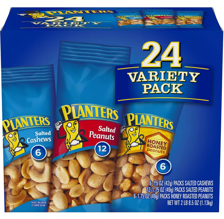 Planters Peanuts & Cashews, Variety Pack , 24 ct