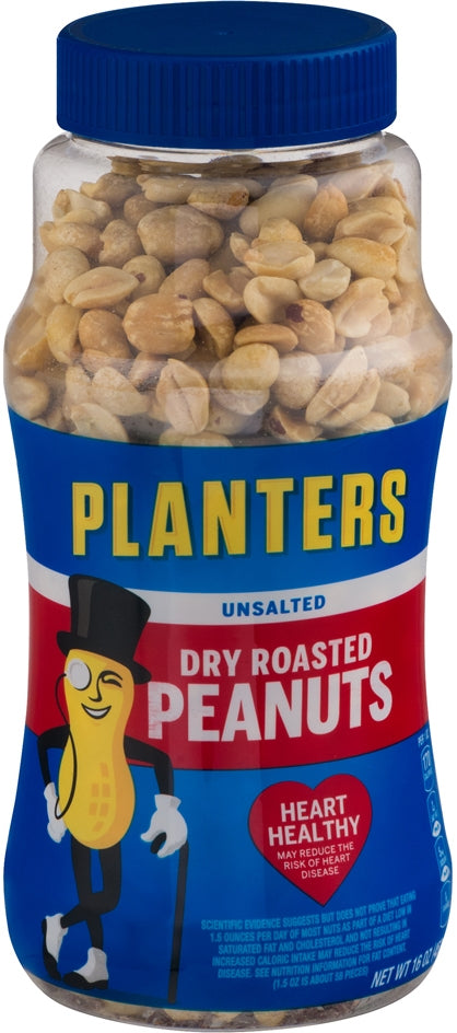 Planters Unsalted Dry Roasted Peanuts, Heart Healthy, 12.5 oz