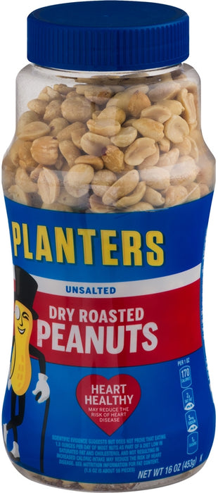 Planters Unsalted Dry Roasted Peanuts, Heart Healthy, 12.5 oz