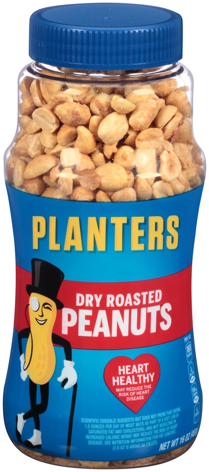 Planters Dry Roasted Peanuts, Heart Healthy, 16 oz