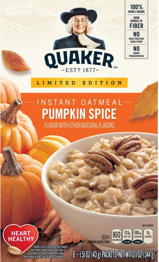 Quaker Instant Oatmeal, Pumpkin Spice, 344 gr (12.1 oz)
