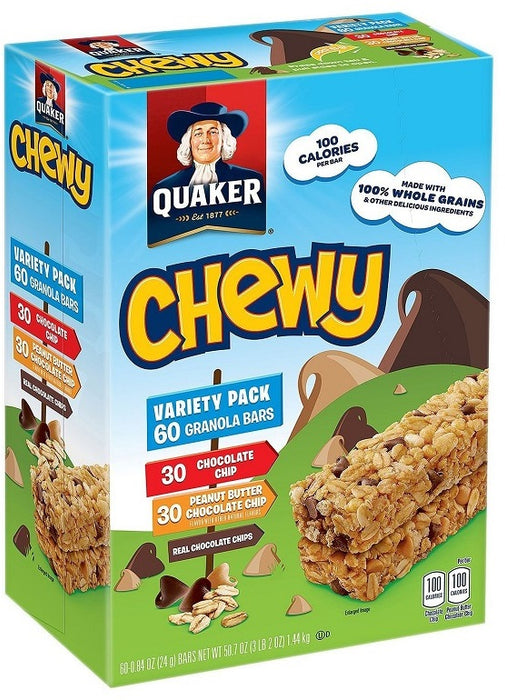 Quaker Chewy Granola Bars Variety Pack, 60 Pcs — Goisco.com