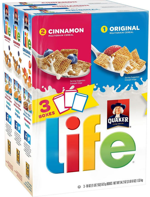 Quaker Life Multigrain Cereal, Variety Pack, 3 x 18 oz