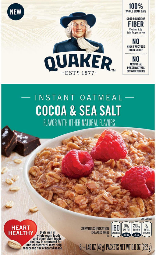 Quaker Instant Oatmeal, Cocoa & Sea Salt, 252 gr (8.8 oz)