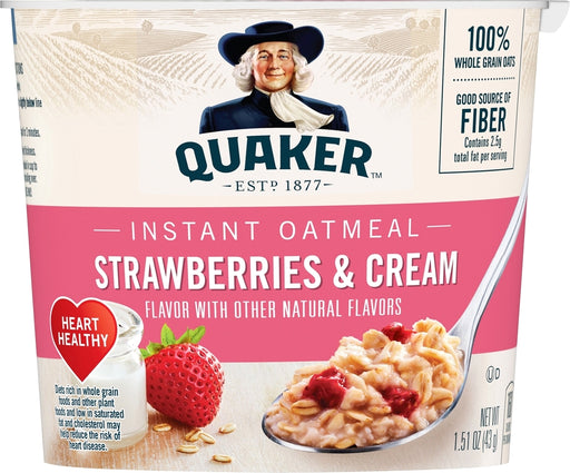 Quaker Instant Oatmeal Express Cup, Strawberries and Cream, 43 gr (1.69 oz)