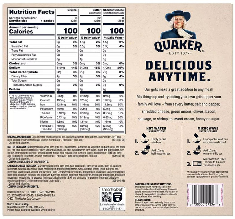 Quaker Instant Grits Flavor Variety Pack , 46 ct