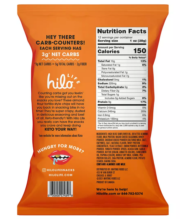 Hilo Life Nacho Cheese Keto Friendly Tortilla Chips , 12 oz