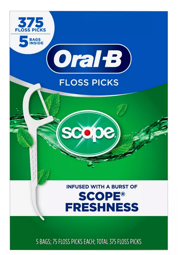 Oral-B Burst Of Scope Floss Picks, Fresh Mint , 375 ct