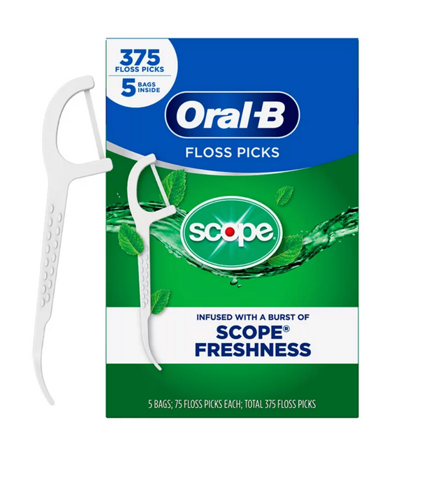 Oral-B Burst Of Scope Floss Picks, Fresh Mint , 375 ct